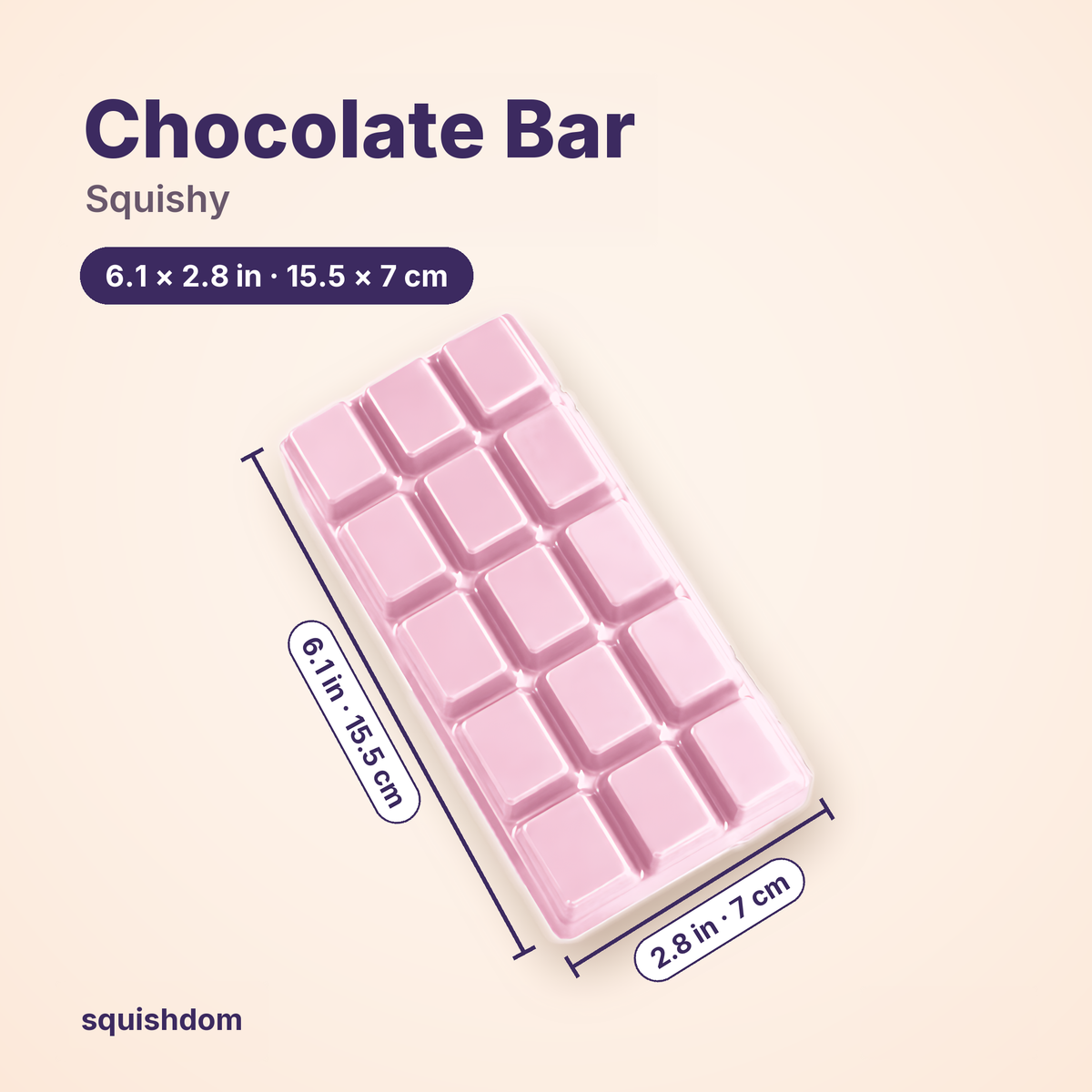 Chocolate Bar Squishy size guide · Strawberry · by Squishdom