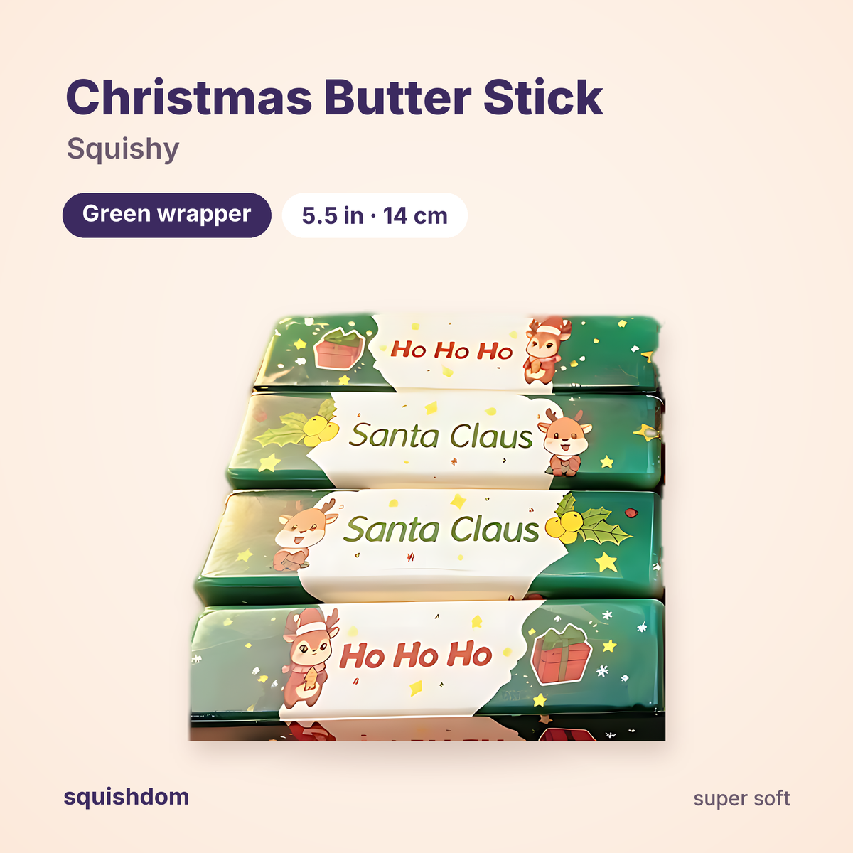 Christmas Butter Stick Squishy Green Wrapper by Squishdom