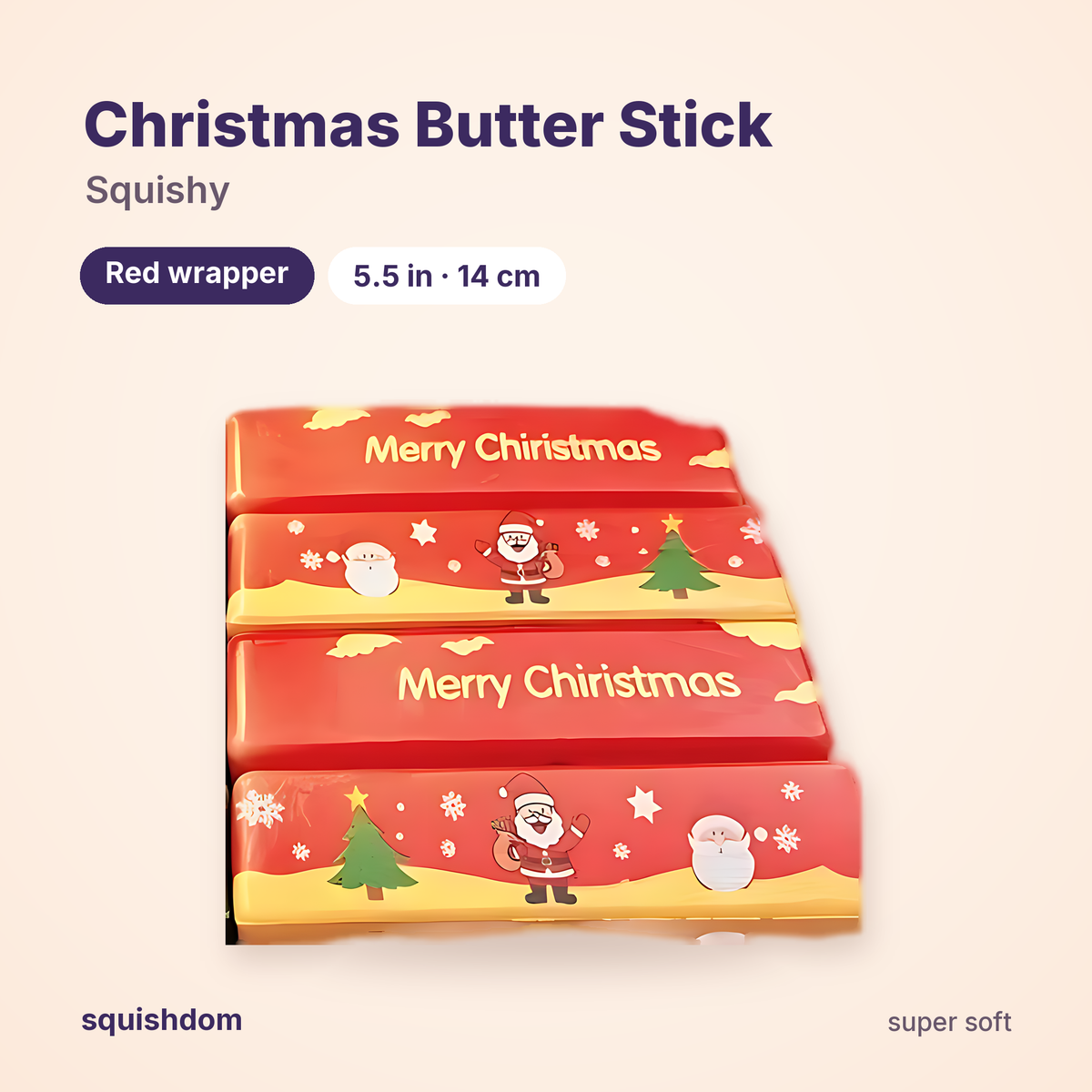 Christmas Butter Stick Squishy Red Wrapper by Squishdom