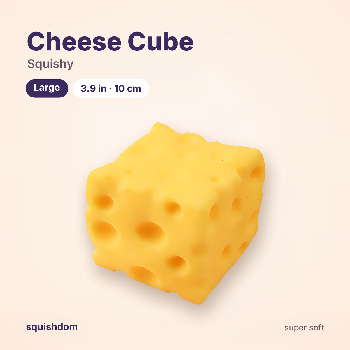 Cheese Cube Squishy Large 3.9 in (10 cm) by Squishdom