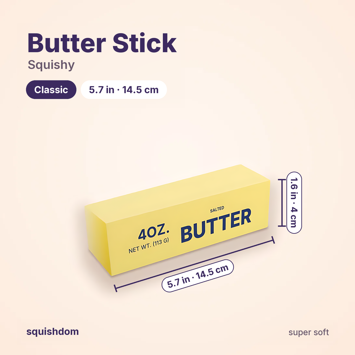 Butter Stick Squishy size guide · Classic · by Squishdom