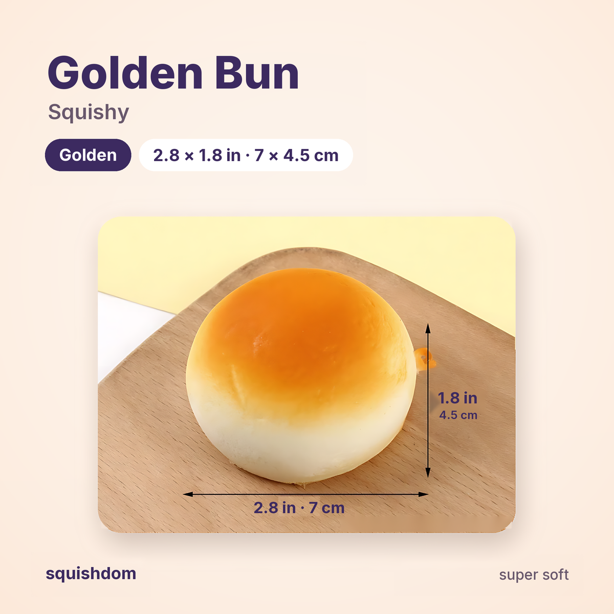 Golden Bun Squishy size guide · Golden · by Squishdom