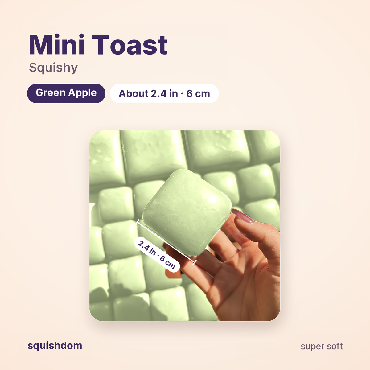 Mini Toast Squishy size guide · Green Apple · by Squishdom