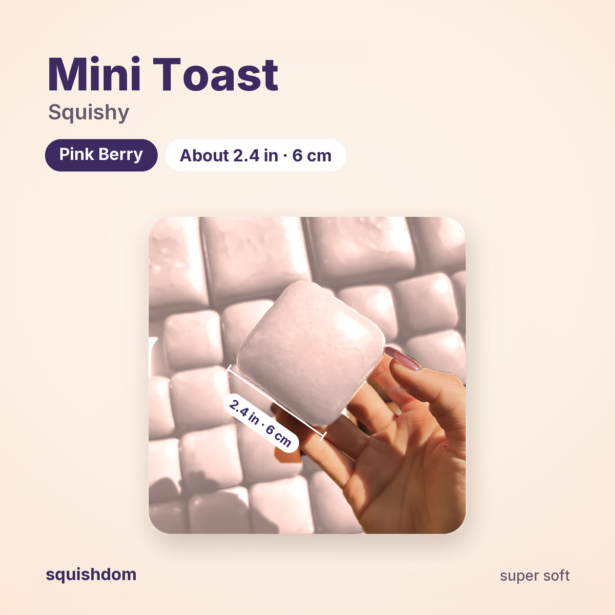 Mini Toast Squishy size guide · Pink Berry · by Squishdom