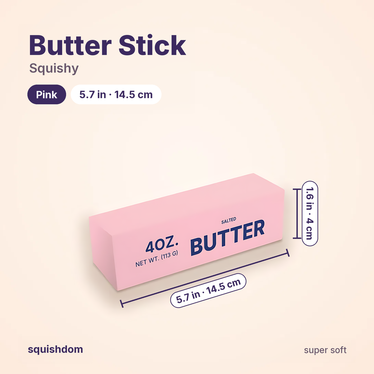 Butter Stick Squishy size guide · Pink · by Squishdom